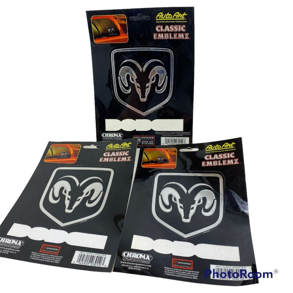 3 DODGE RAM Logo Sticker Decals Auto Art Classic Emblemz Officially Licensed